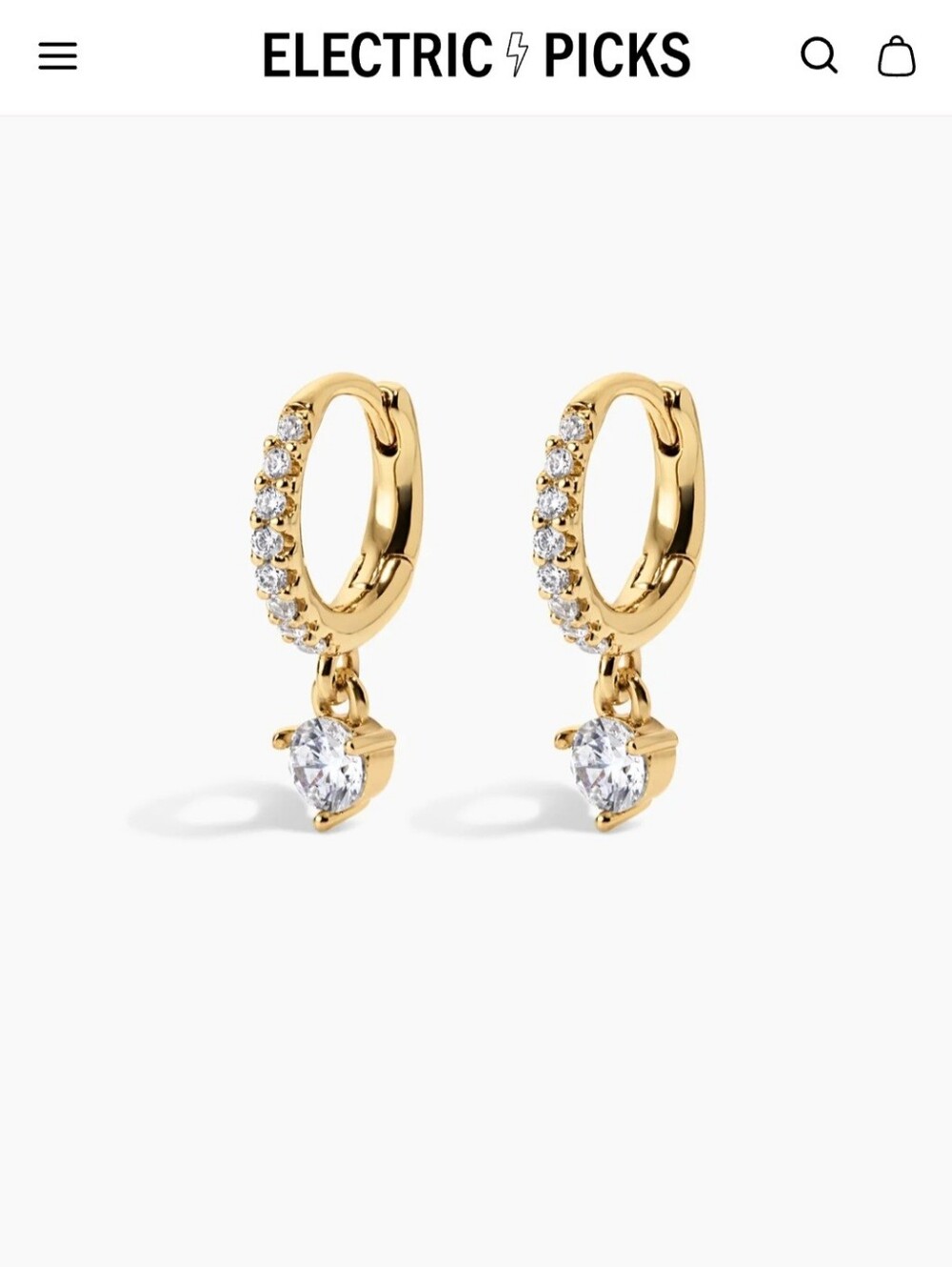 Wesley Hoops with a dangling CZ crystal